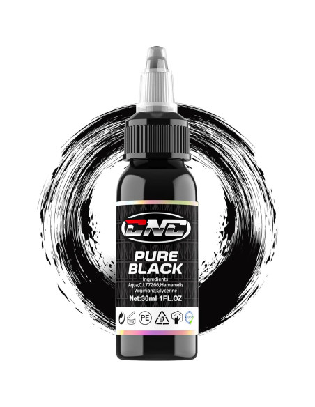 Tinta de Tatuaje Negra CNC 30ml Premium para Contornos y Sombreado