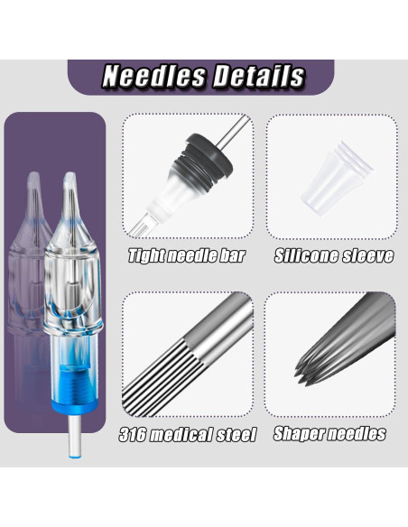 Cartuchos de Agujas de Tatuaje YONGDA 1205RS 20pcs Desechables