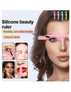 Juego de Plantillas de Delineador y Maquillaje Silicona Rosa 2