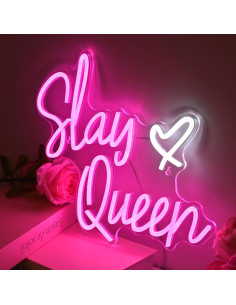 Letrero de Neón Slay Queen LED Rosa 32x40 cm para Decoración 2