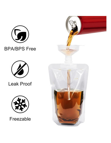 Botellas de Plástico Keon 236ml - 10 Pcs + 2 Embudos Reutilizables