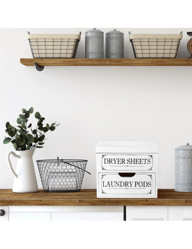 Soporte de Madera Tatuo para Hojas de Secadora Blanco 20x13x18cm