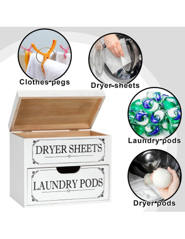 Soporte de Madera Tatuo para Hojas de Secadora Blanco 20x13x18cm