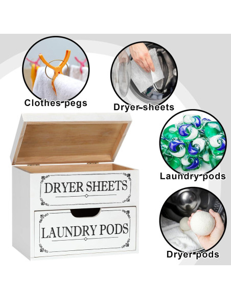 Soporte de Madera Tatuo para Hojas de Secadora Blanco 20x13x18cm