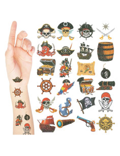 240 Tatuajes Temporales Pirata Brillantes Landhoow 23x16cm