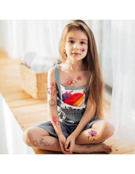 Tatuajes Temporales de Flores Casciybo - 10 Hojas Acuareladas