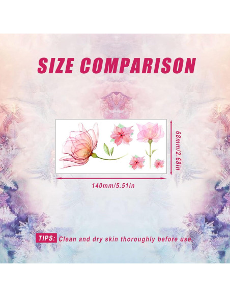 Tatuajes Temporales de Flores Casciybo - 10 Hojas Acuareladas