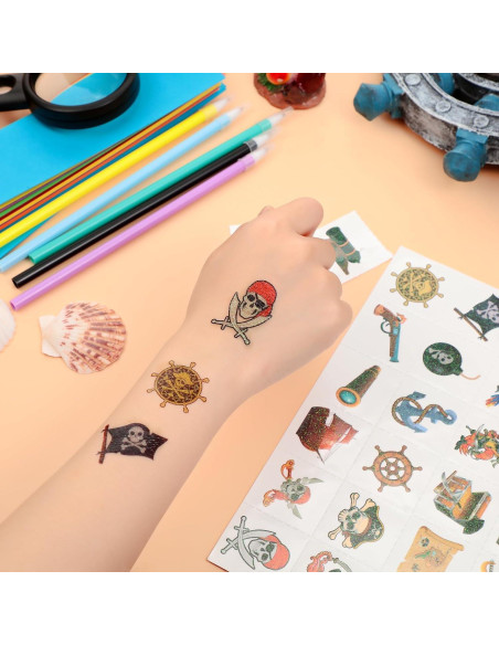 240 Tatuajes Temporales Pirata Brillantes Landhoow 23x16cm