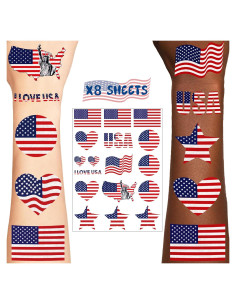 Tatuajes Temporales Miivoyage 136 PCS Bandera Americana