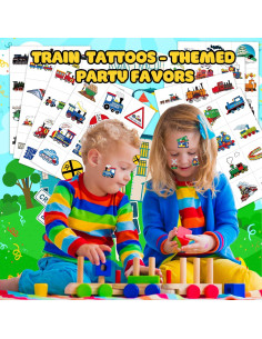 Tatuajes Temporales de Tren 96PCS - Suministros Fiesta Infantil 2