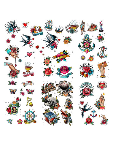 Tatuajes Temporales Retro Roarhowl - 51 Diseños Innovadores