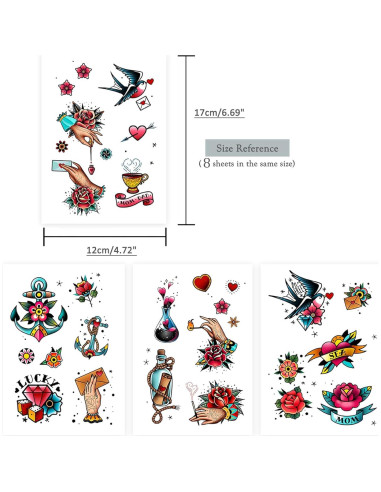 Tatuajes Temporales Retro Roarhowl - 51 Diseños Innovadores