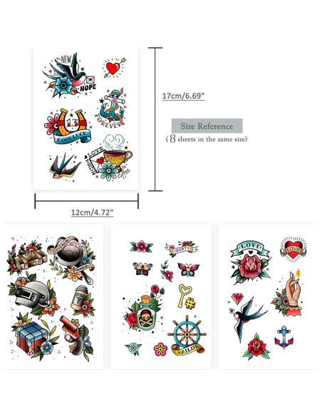 Tatuajes Temporales Retro Roarhowl - 51 Diseños Innovadores