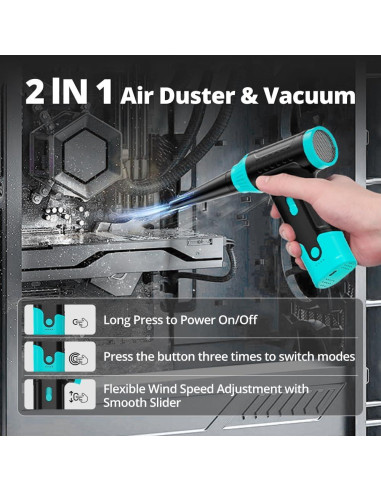 Limpiador de Aire Comprimido Anraye J02-BT-GP 150,000 RPM Verde