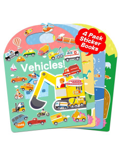 4 Libros de Pegatinas Espumosas iGetooy para Niños 2-4 Años