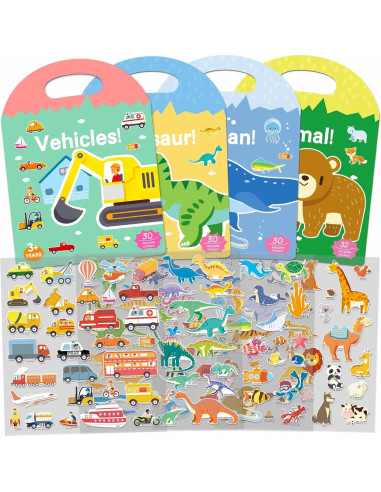 4 Libros de Pegatinas Espumosas iGetooy para Niños 2-4 Años