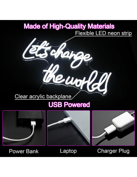 Letrero de Neón Horseneon 'Le damos un cambio al mundo' 29x43cm Letrero de Neón Horseneon 'Le damos un cambio al mundo' 29x43cm