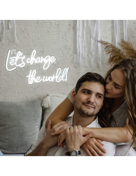 Letrero de Neón Horseneon 'Le damos un cambio al mundo' 29x43cm Letrero de Neón Horseneon 'Le damos un cambio al mundo' 29x43cm