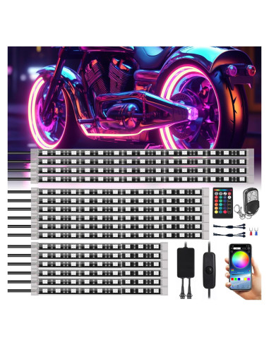 Kit de Iluminación LED Multicolor Sunpie para Motocicleta 16 Pcs