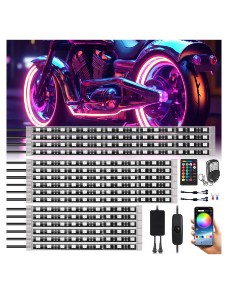 Kit de Iluminación LED Multicolor Sunpie para Motocicleta 16 Pcs