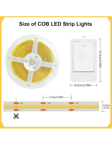 Paquete de 2 luces LED COB BSGlobal 2m 640 LED 2700K