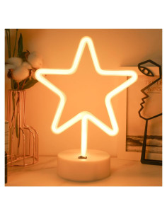 Luz de Neón Estrella AurGun LED Blanca Cálida Recargable