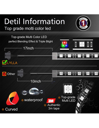 Kit de Iluminación LED Multicolor Sunpie para Motocicleta 16 Pcs