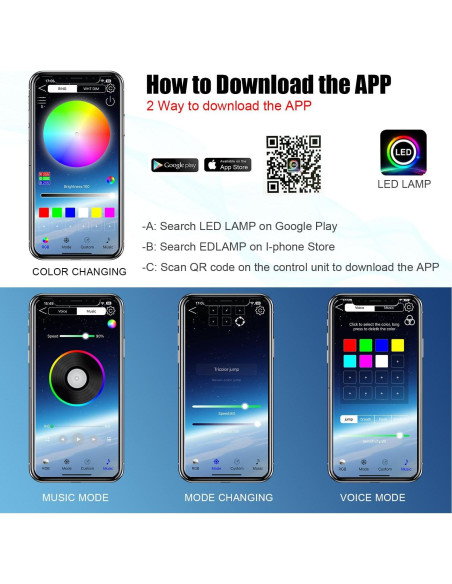 Kit de Iluminación LED Multicolor Sunpie para Motocicleta 16 Pcs