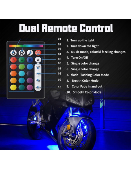 Kit de Iluminación LED Multicolor Sunpie para Motocicleta 16 Pcs