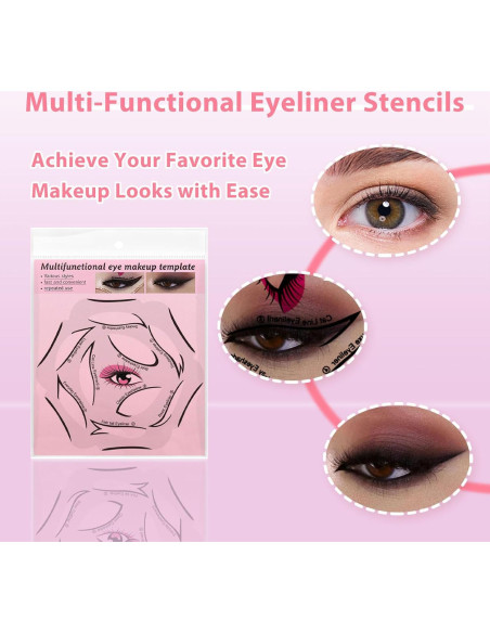 Plantillas de Eyeliner Reutilizables YAFIYGI 10 Métodos 4 Hojas