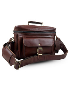 Bolsa de cámara Madosh de cuero genuino para hombre 25x12x20cm