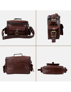 Bolsa de cámara Madosh de cuero genuino para hombre 25x12x20cm 2