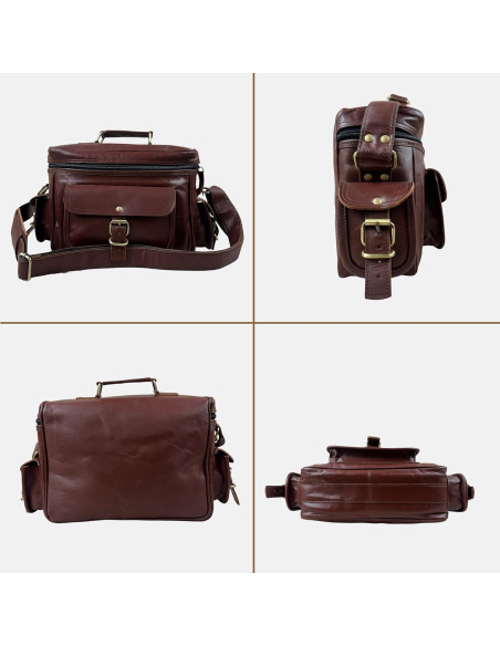 Bolsa de cámara Madosh de cuero genuino para hombre 25x12x20cm