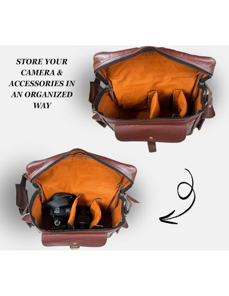 Bolsa de cámara Madosh de cuero genuino para hombre 25x12x20cm