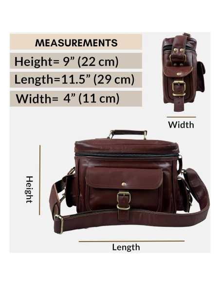 Bolsa de cámara Madosh de cuero genuino para hombre 25x12x20cm