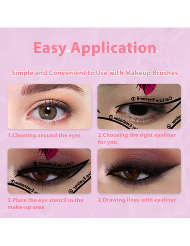 Plantillas de Eyeliner Reutilizables YAFIYGI 10 Métodos 4 Hojas