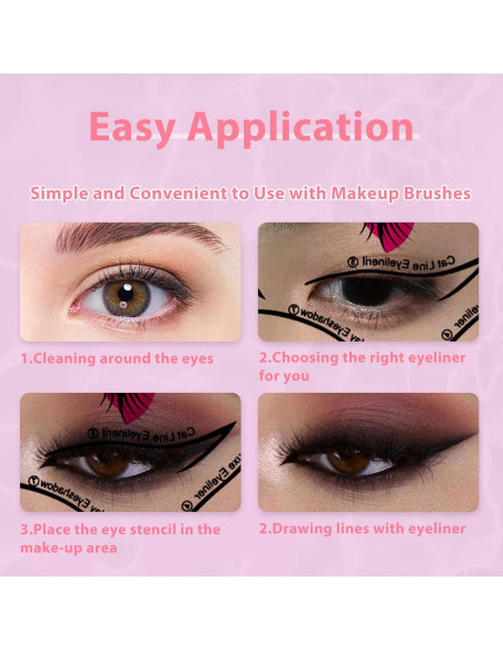 Plantillas de Eyeliner Reutilizables YAFIYGI 10 Métodos 4 Hojas