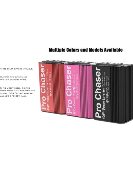 Inversor de Potencia Pro Chaser 400W DC a AC 110V USB-C 65W