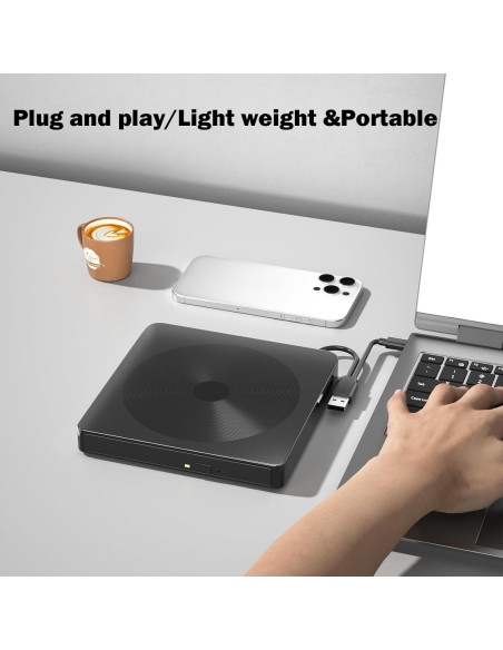 Unidad Externa de CD/DVD Alphami USB 3.0 y Type-C Portátil Unidad Externa de CD/DVD Alphami USB 3.0 y Type-C Portátil