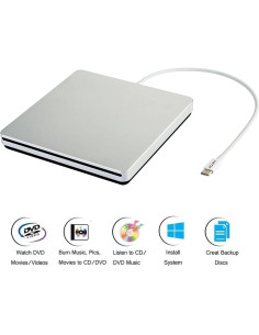 Unidad Externa DVD/CD VikTck USB-C Portátil 348g 2