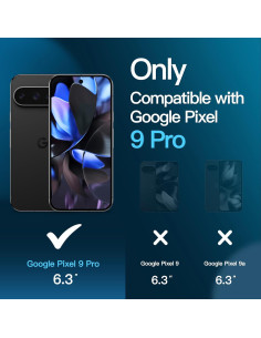 Protector de Pantalla JETech para Google Pixel 9 Pro - Vidrio Templado HD, Paquete de 2 2