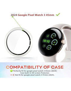 Funda Dura Blanca para Google Pixel Watch 3 45mm - Protector HD 2
