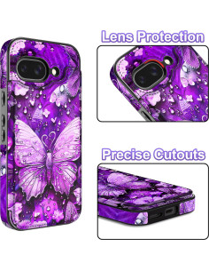 Funda Rancase para Google Pixel 9a, PU, 3 ranuras tarjetas, púrpura 2