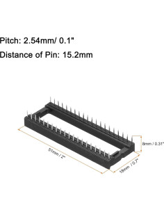 Adaptador Zócalo Chip DIP IC 40 Pines 2.54mm MECCANIXITY - 8 Pcs 2