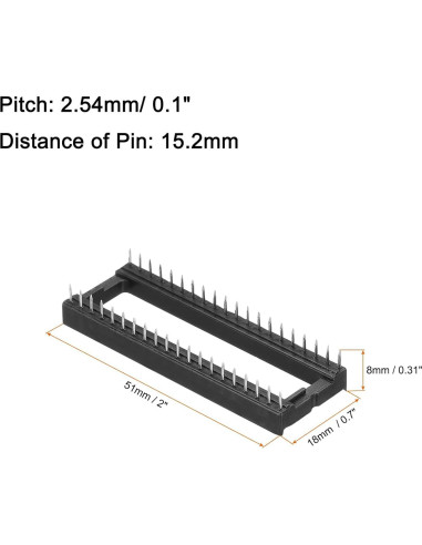 Adaptador Zócalo Chip DIP IC 40 Pines 2.54mm MECCANIXITY - 8 Pcs