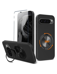 Funda TPU para Google Pixel 9 Pro XL con soporte 360 - Negro