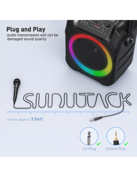 Micrófono de Karaoke SUDOTACK K03 con Cable de 3m y ON/OFF Micrófono de Karaoke SUDOTACK K03 con Cable de 3m y ON/OFF