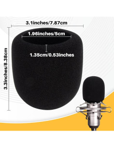 Juego de 4 Fundas de Espuma para Micrófonos Negras 7.87x8.38 cm 2