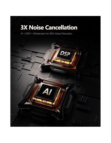 Micrófono Lavalier Inalámbrico Rythflo LM01 con Estuche, 50H Batería