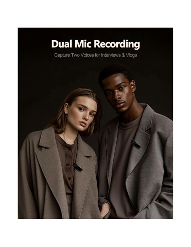 Micrófono Lavalier Inalámbrico Rythflo LM01 con Estuche, 50H Batería